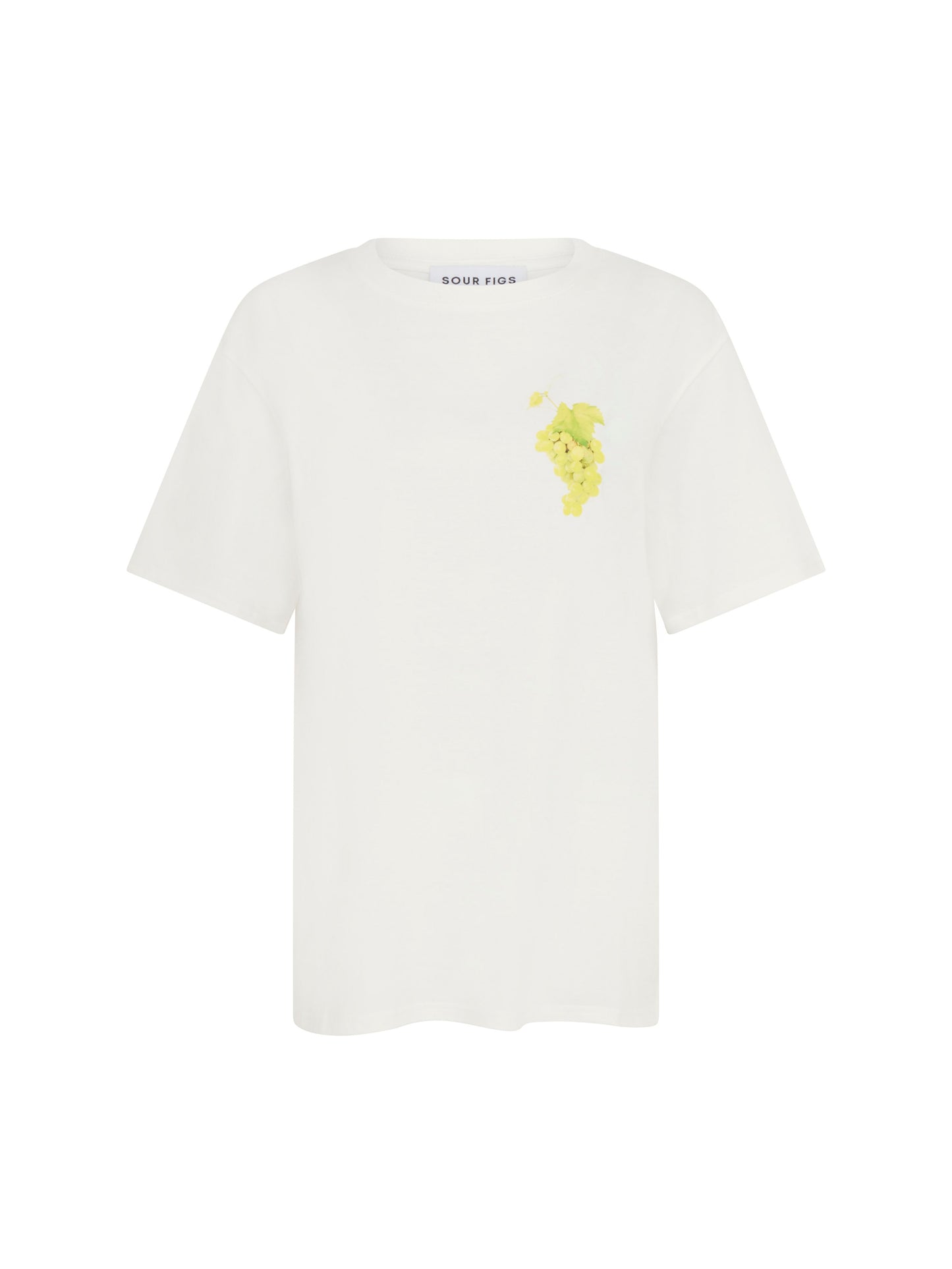 SOUR FIGS Green Grape Print Unisex T-Shirt in White