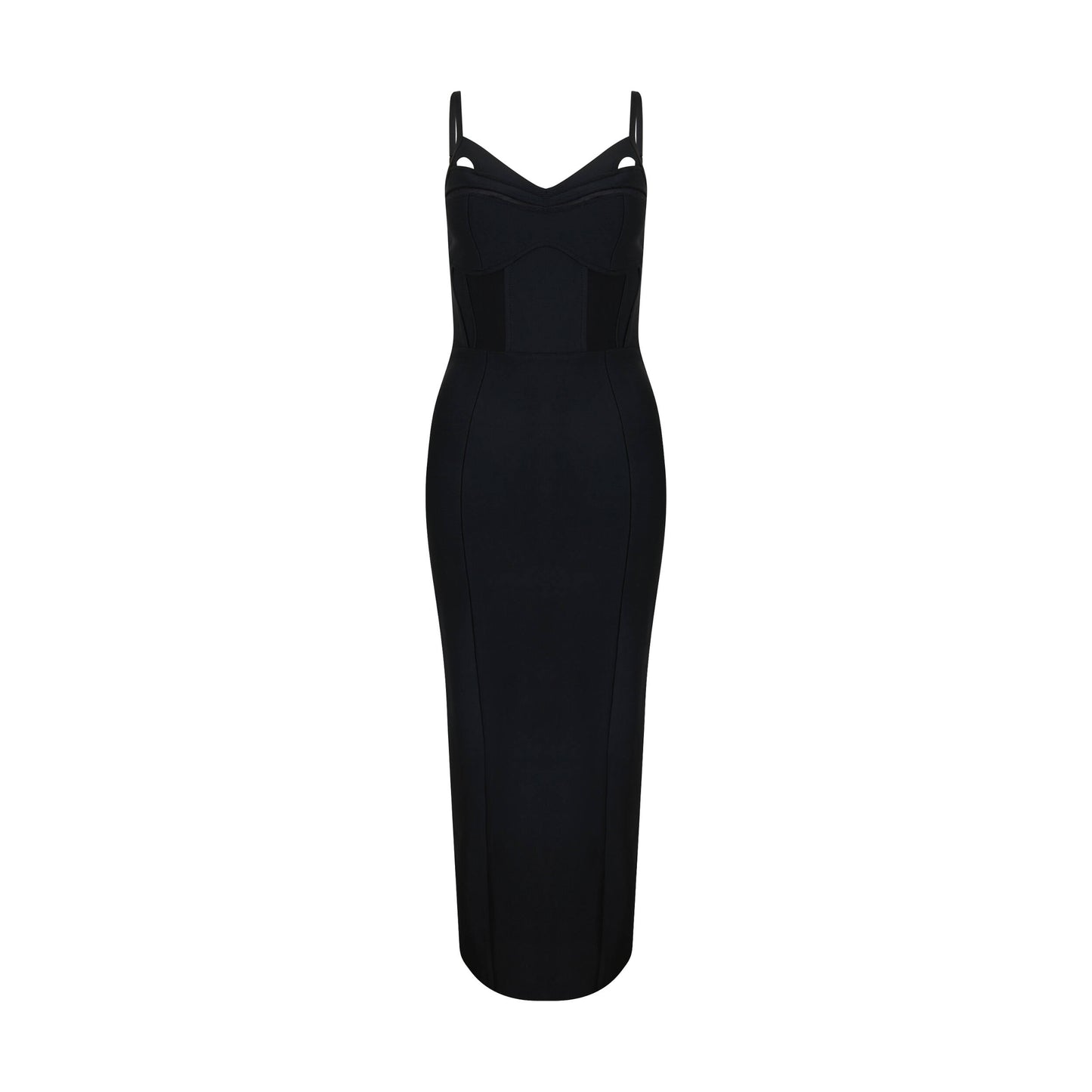 Sour Figs Bustier Mesh Binding Detail Dress in Black