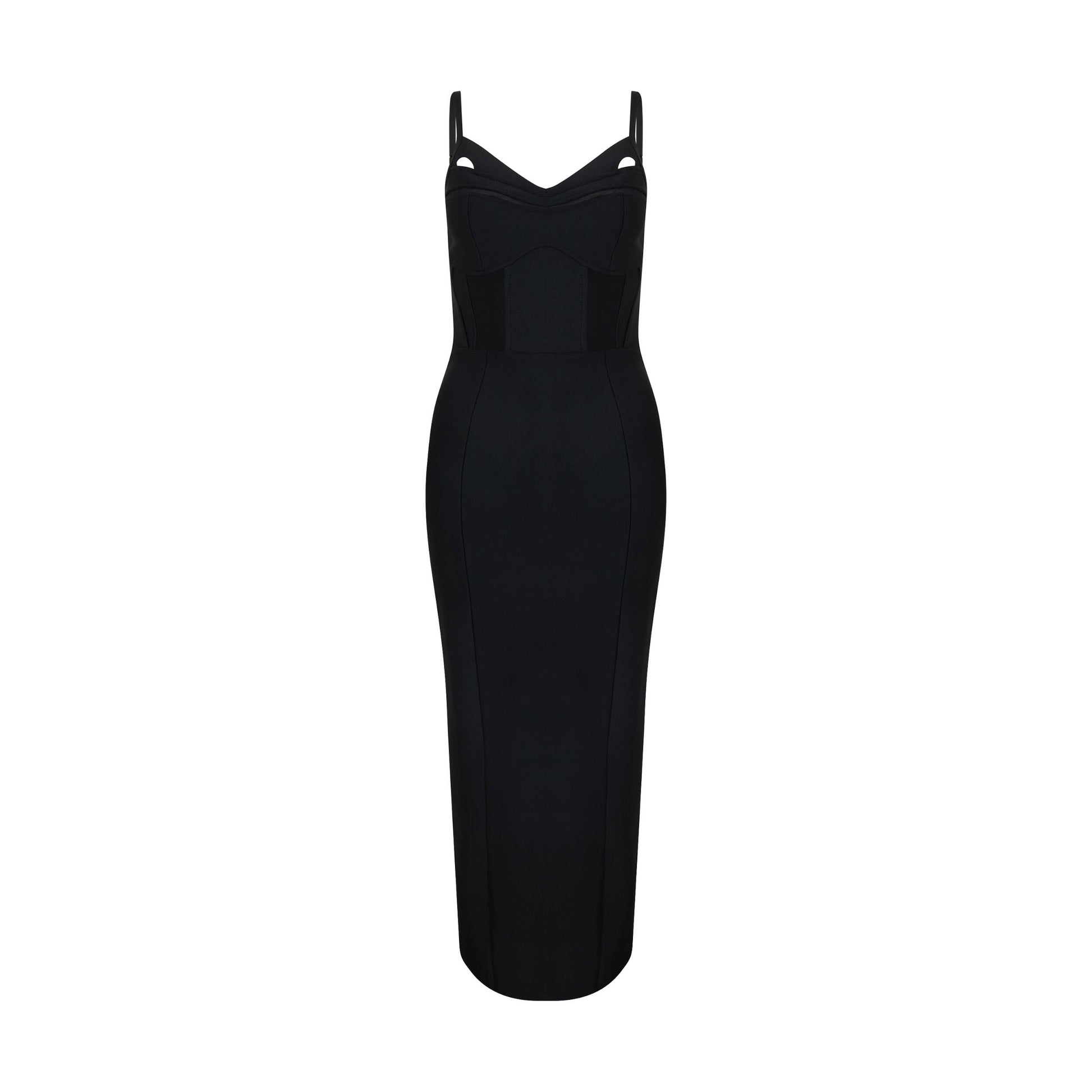 Sour Figs Bustier Mesh Binding Detail Dress in Black