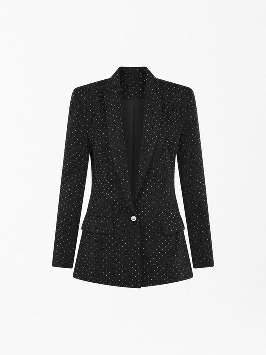 SOUR FIGS Rhinestone Embellished Blazer Jacket in Black