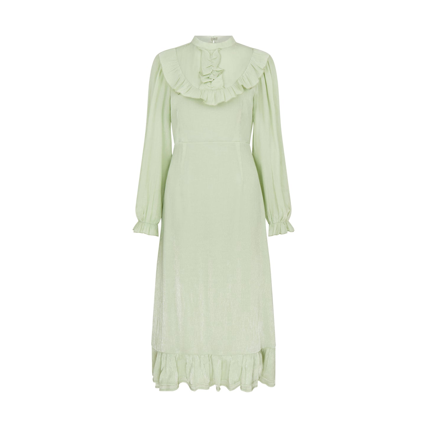 Ruffled Midi Dress in Surf Crest Green