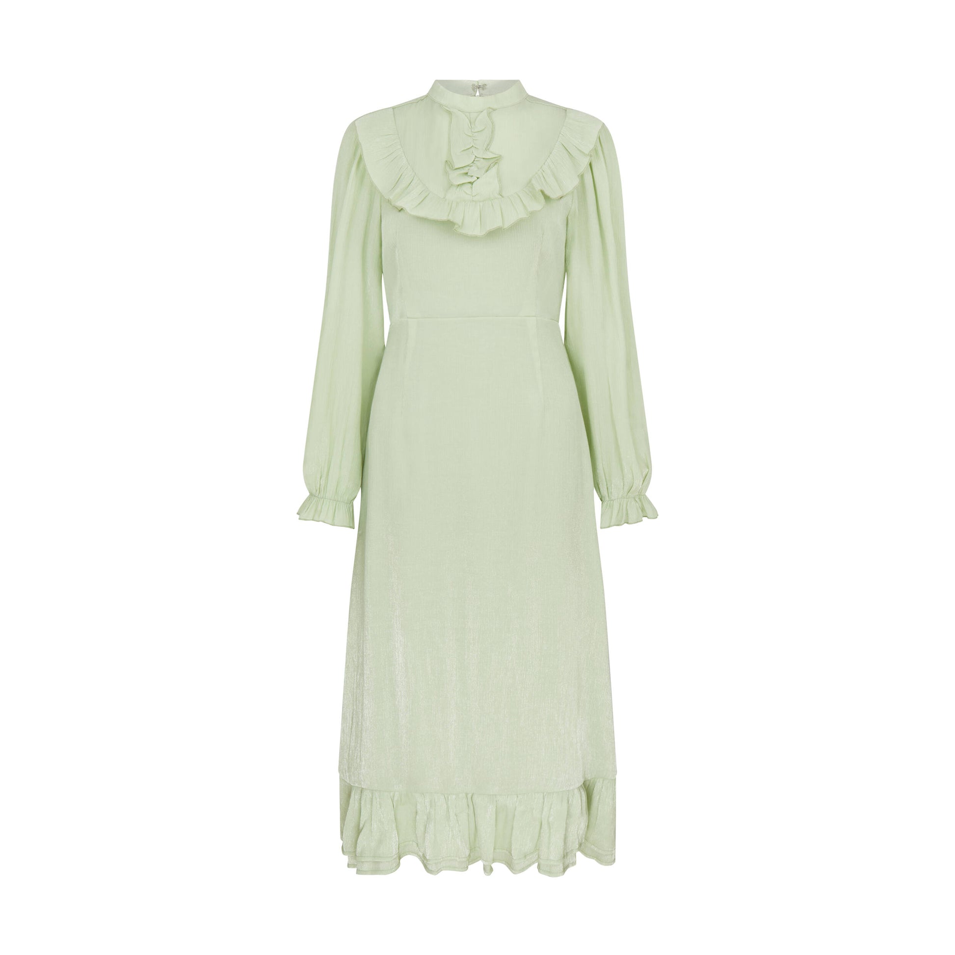 Ruffled Midi Dress in Surf Crest Green