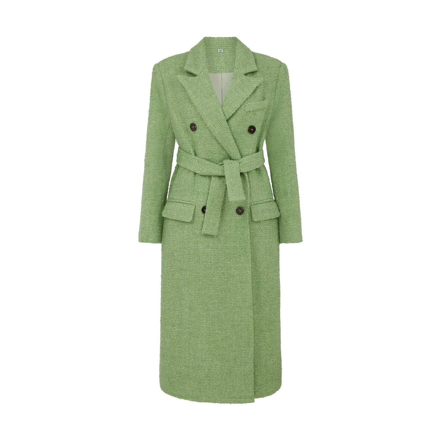 SOUR FIGS Peak-lapels Tweed Coat in Pistachio Green
