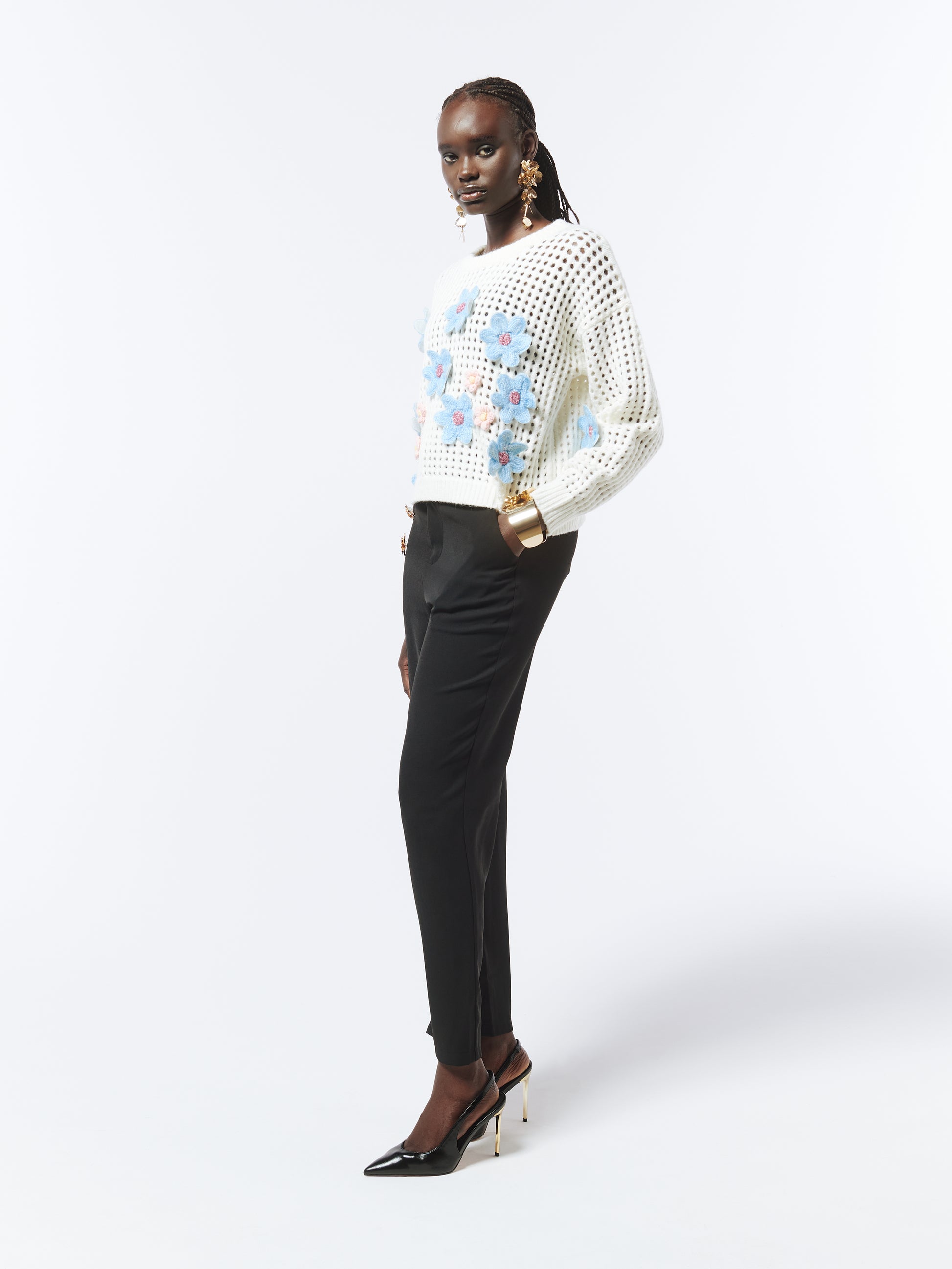 SOUR FIGS Daisy Detail Knit Sweater