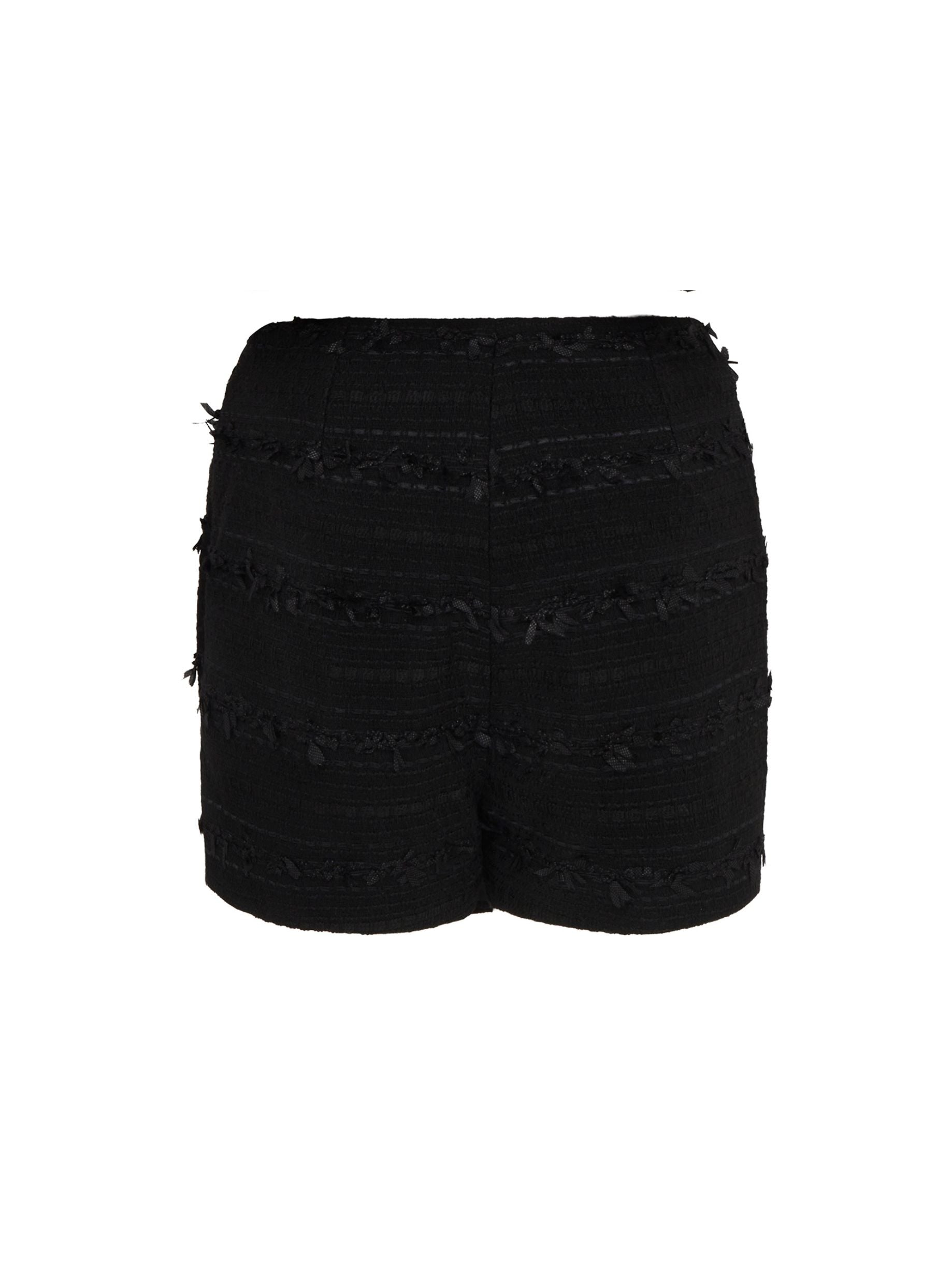 SOUR FIGS Faux Pearl-Embellished Asymmetric Wrap Skirt in Black