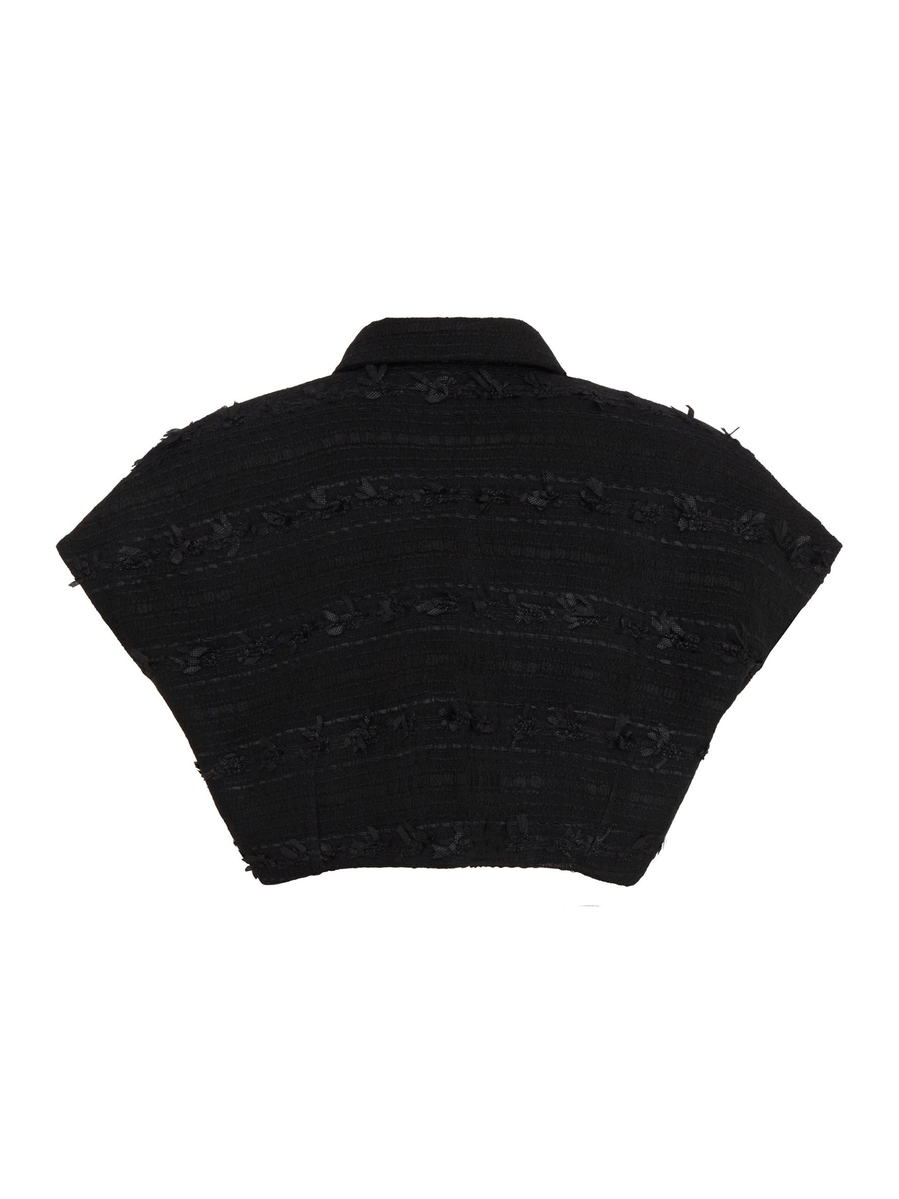 SOUR FIGS Faux Pearl-Embellished Cropped Vest in Black