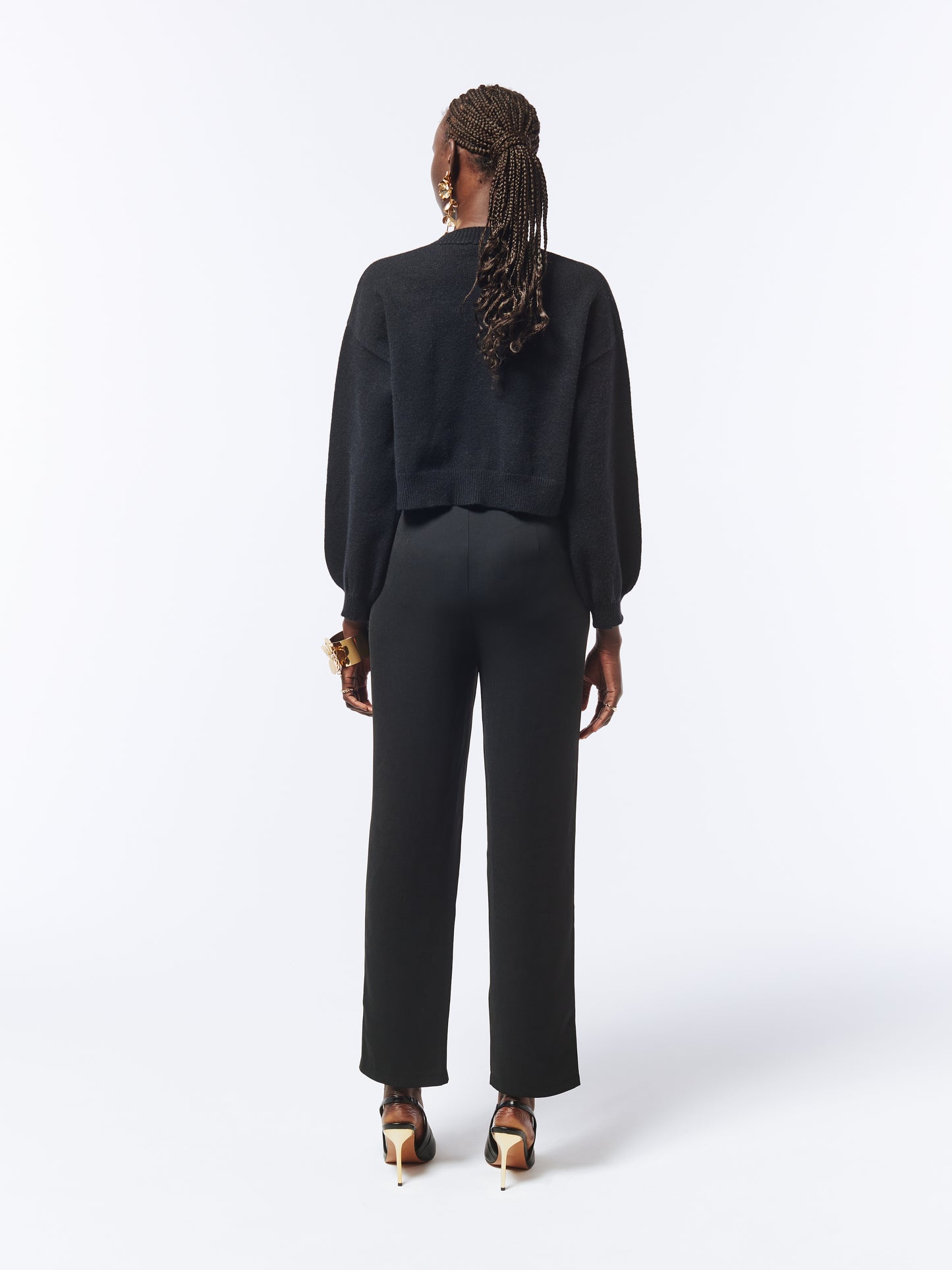 SOUR FIGS Flower Detail Knit Cardigan in Black