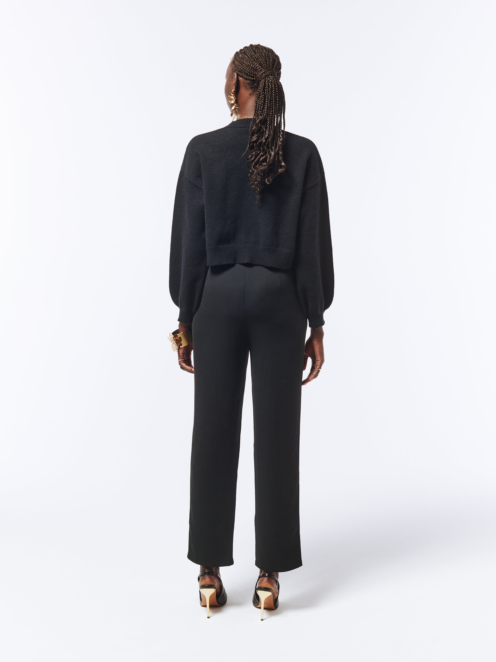 SOUR FIGS Flower Detail Knit Cardigan in Black
