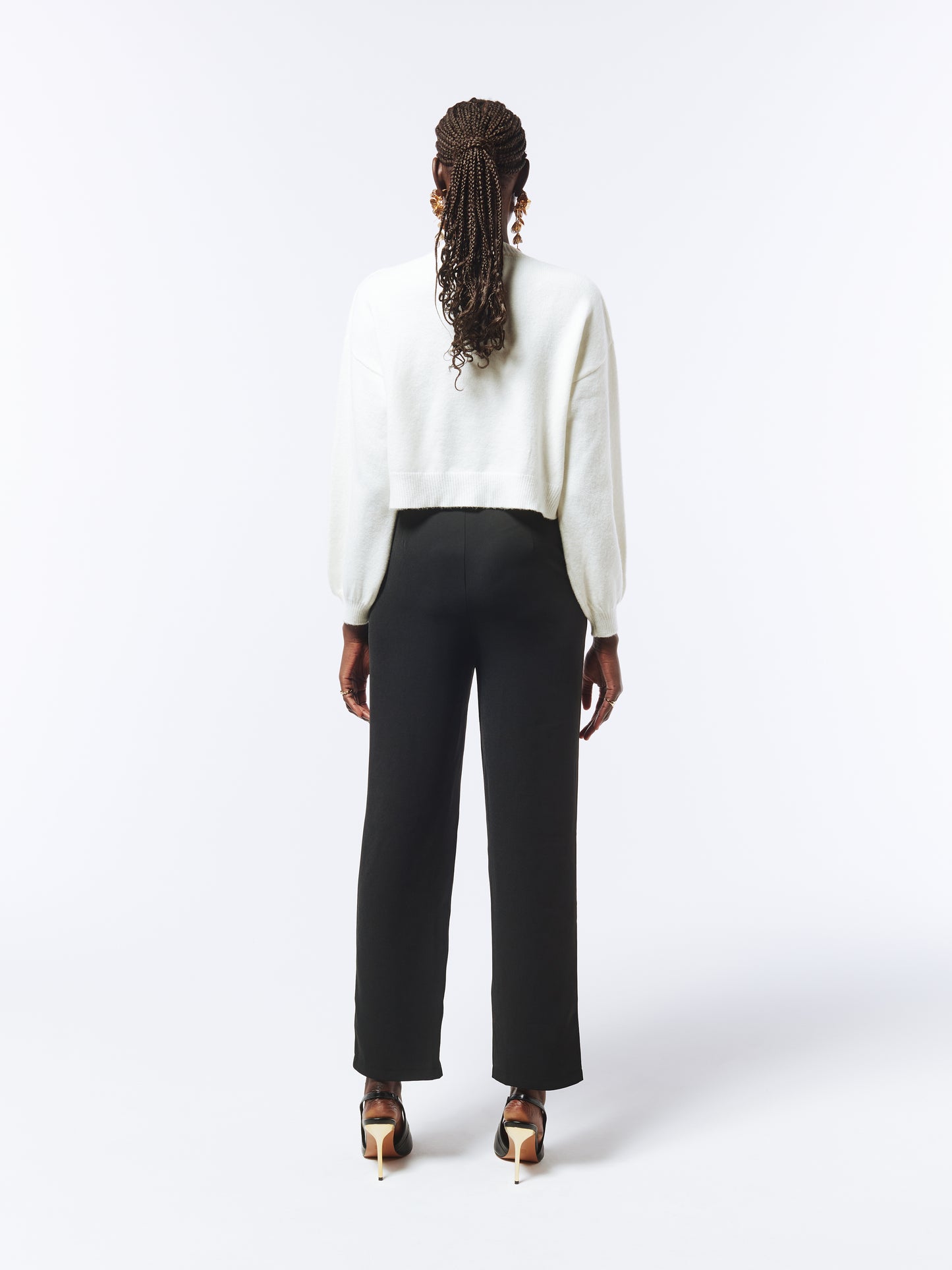 SOUR FIGS Flower Detail Knit Cardigan in Ivory White