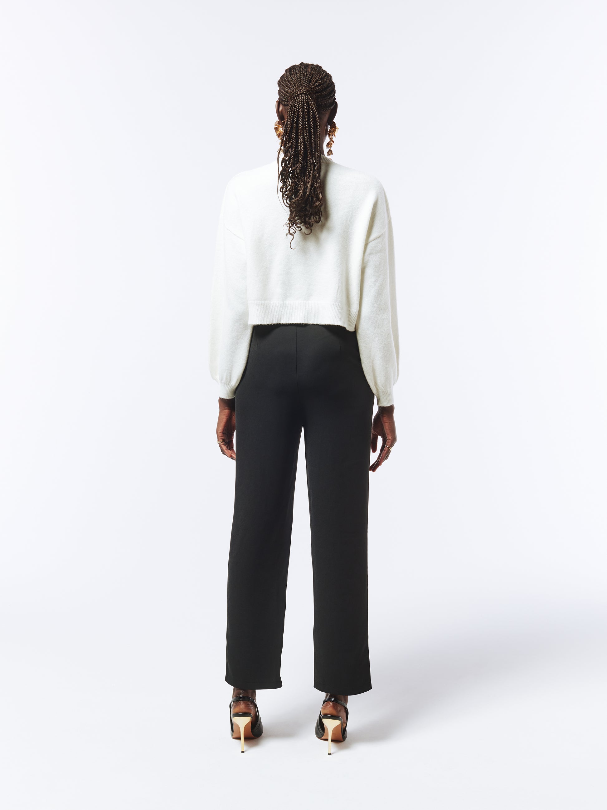 SOUR FIGS Flower Detail Knit Cardigan in Ivory White