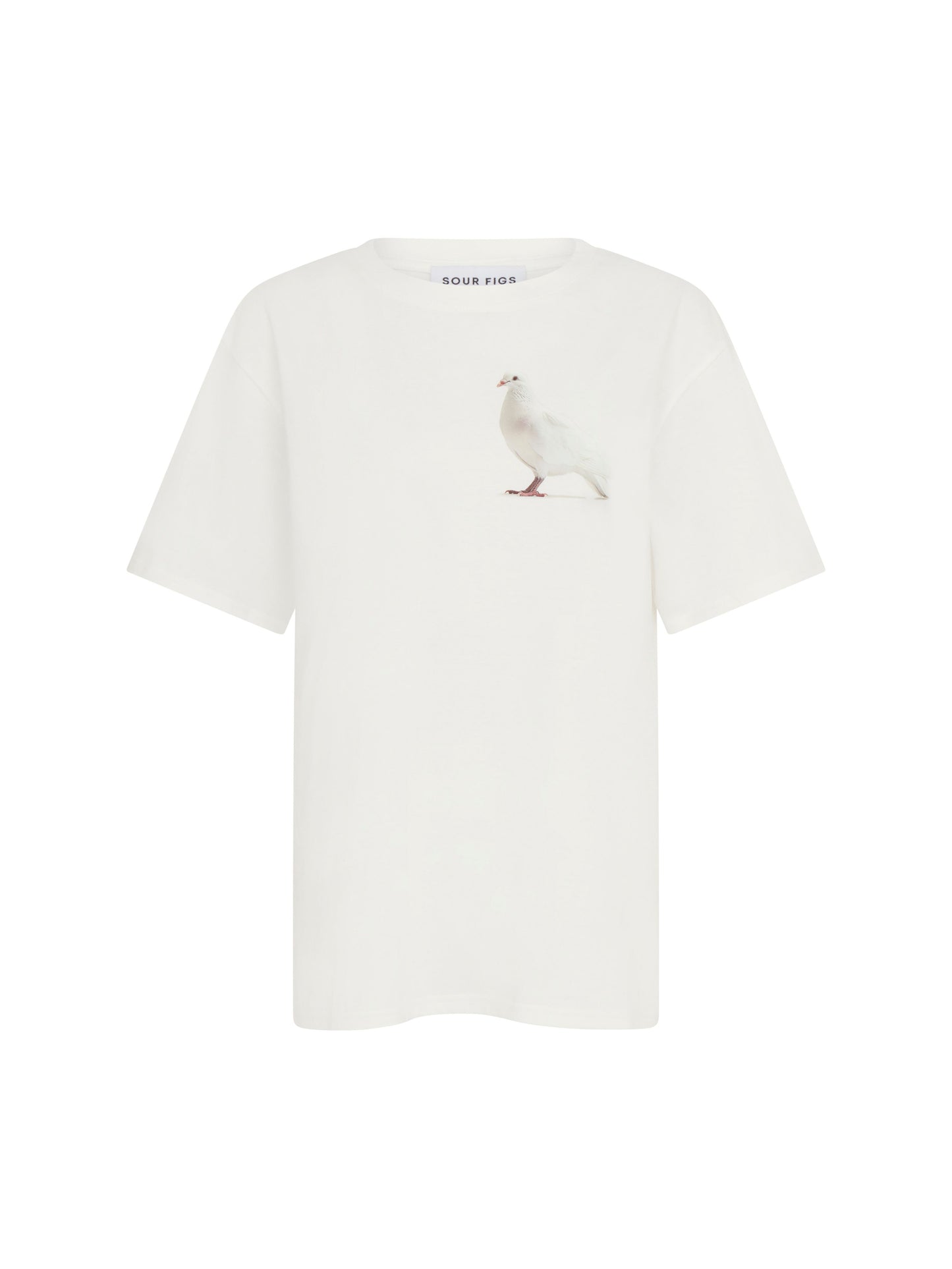 SOUR FIGS Standing Dove Print Unisex T-Shirt in White