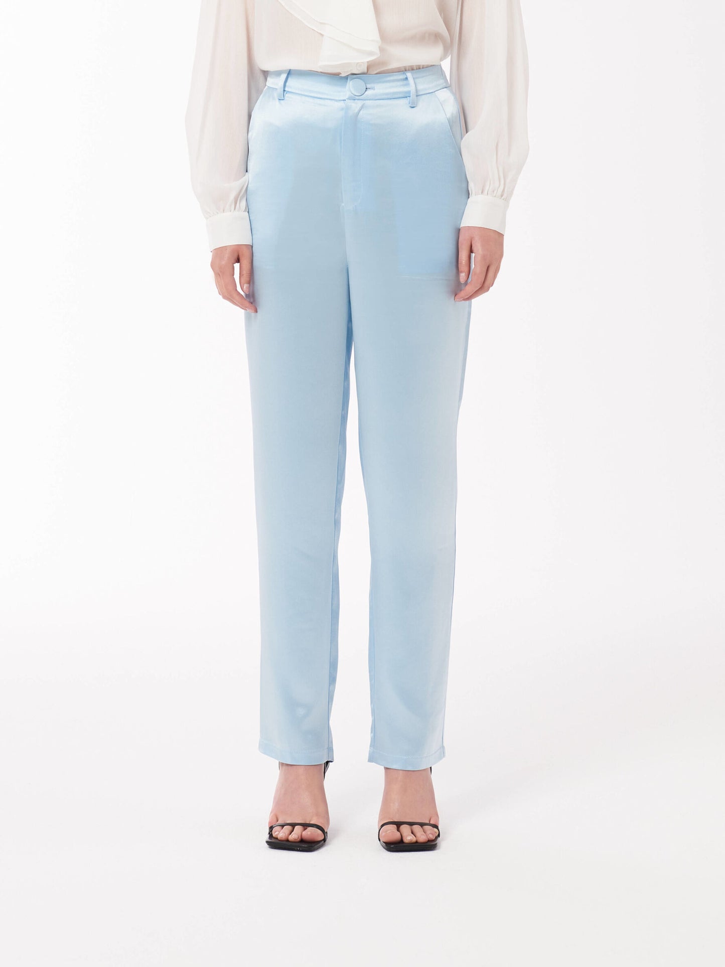 Sour Figs baby blue satin suit trouser