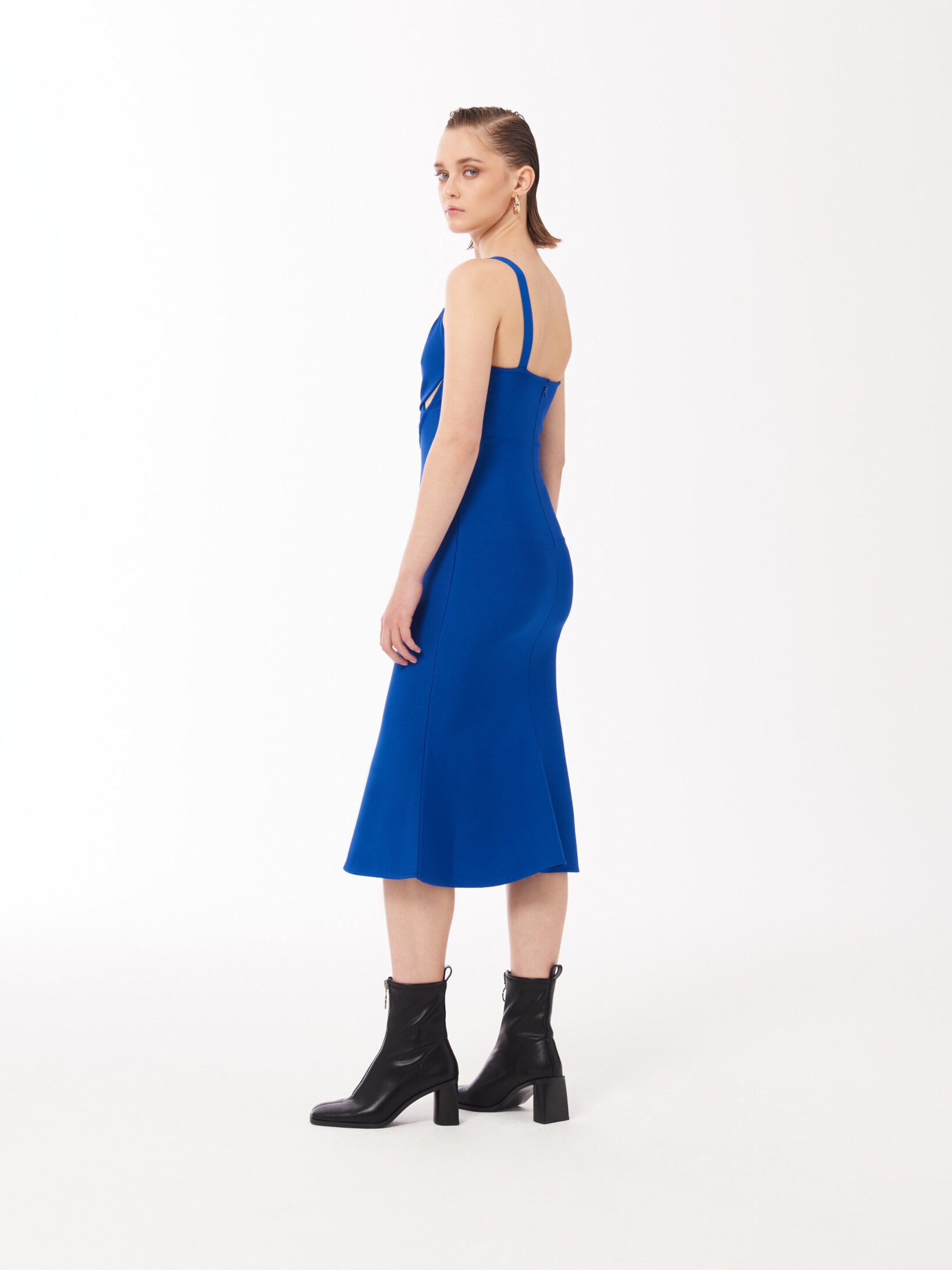 Scanlan theodore crepe cheap knit bralette dress blue