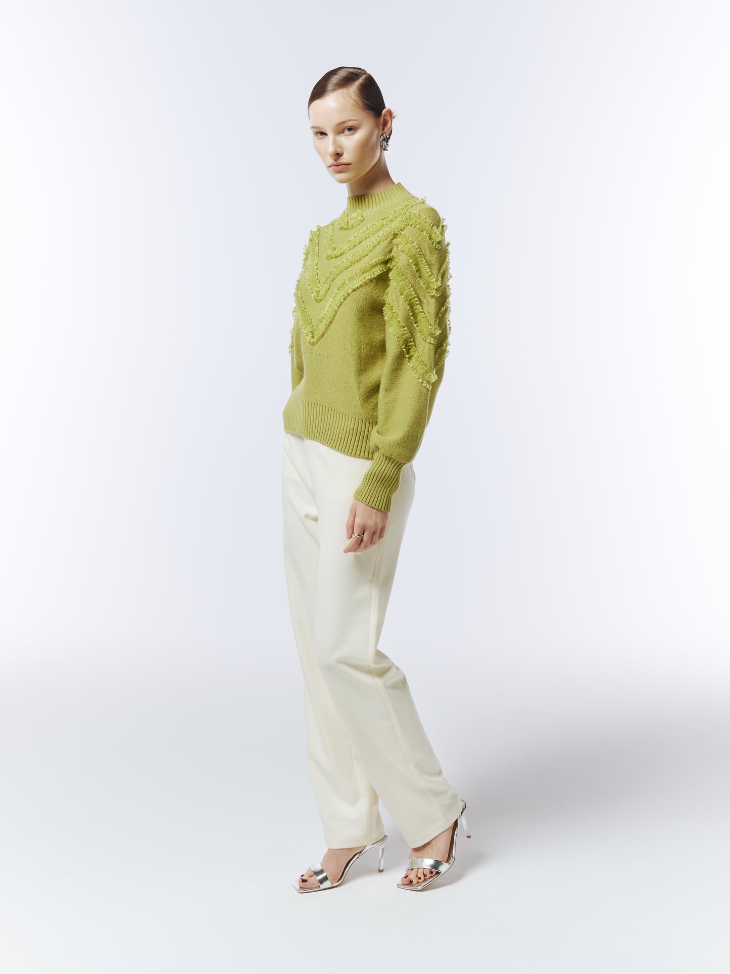 Sour Figs long-sleeve knit jumper with integrated ruffle texture