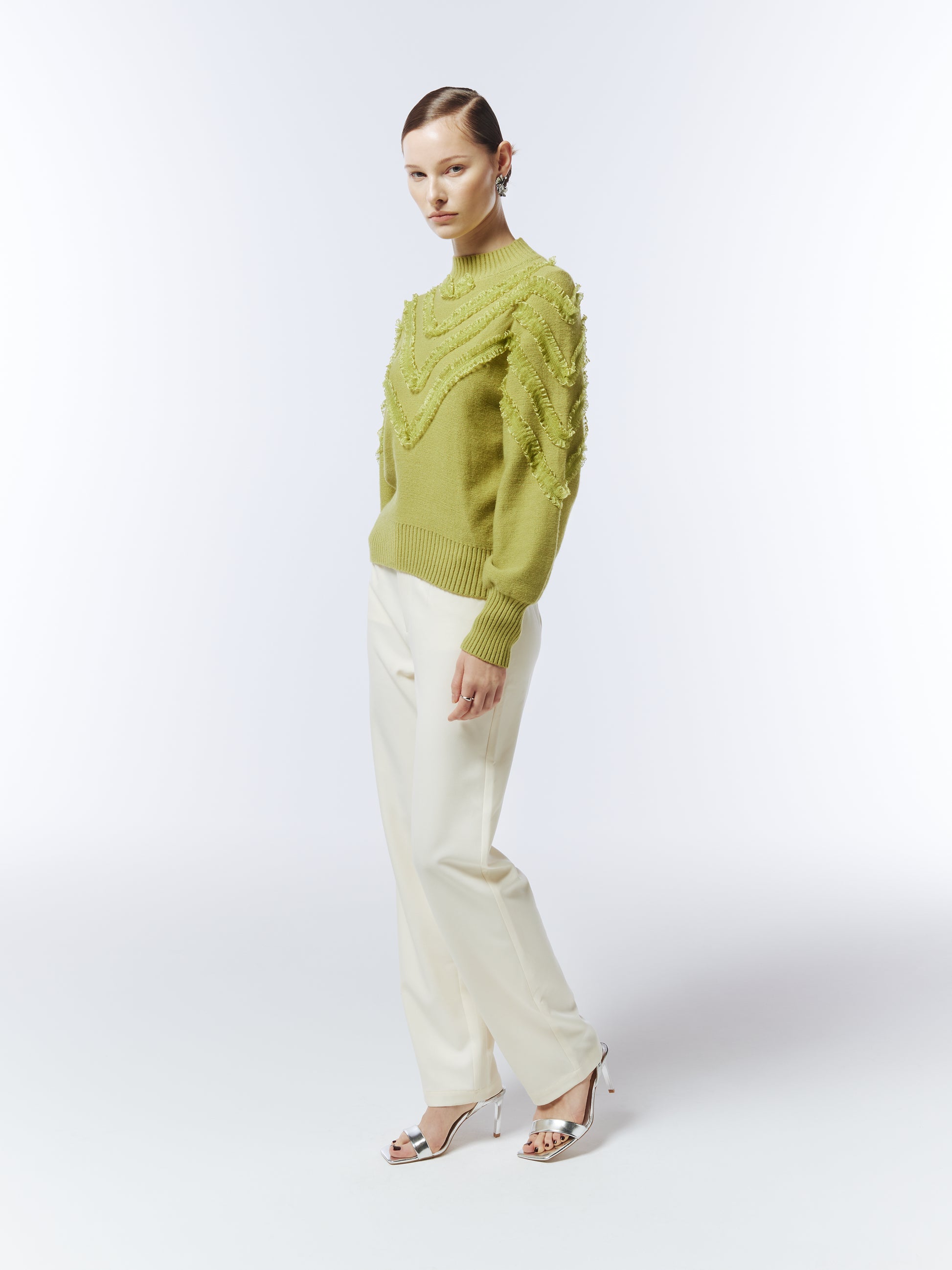 Sour Figs long-sleeve knit jumper with integrated ruffle texture