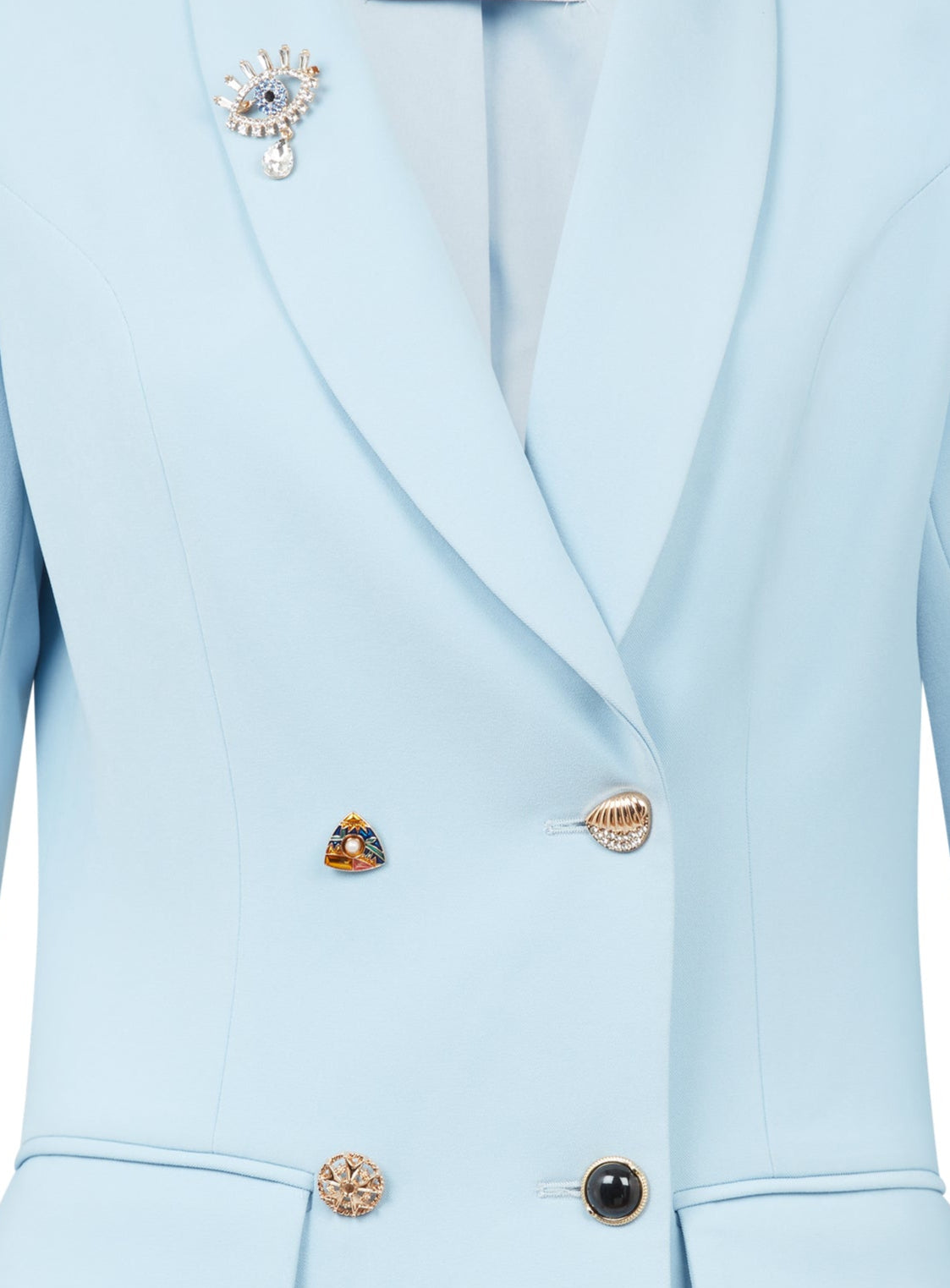 Women’s double-breasted blazer in sky blue with chic tailored fit