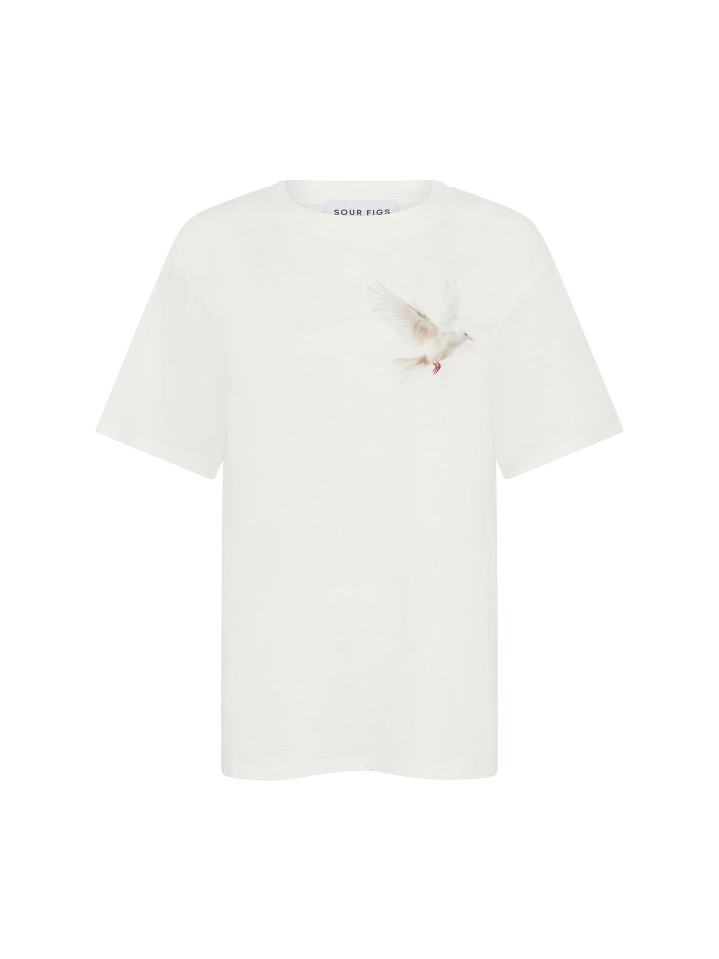 SOUR FIGS Flying Dove Print Unisex T-Shirt in White