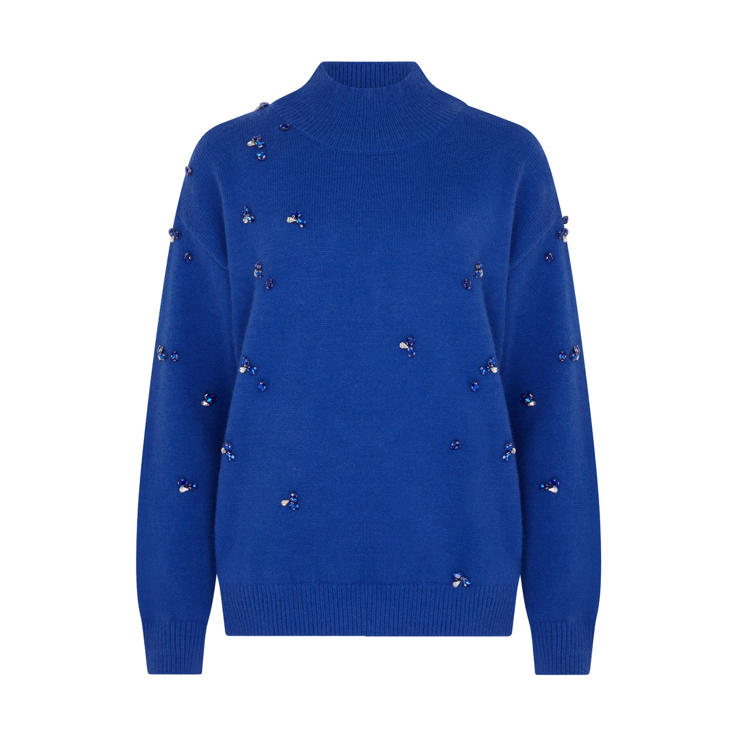 SOUR FIGS gemstone-embellished jumper in sapphire blue