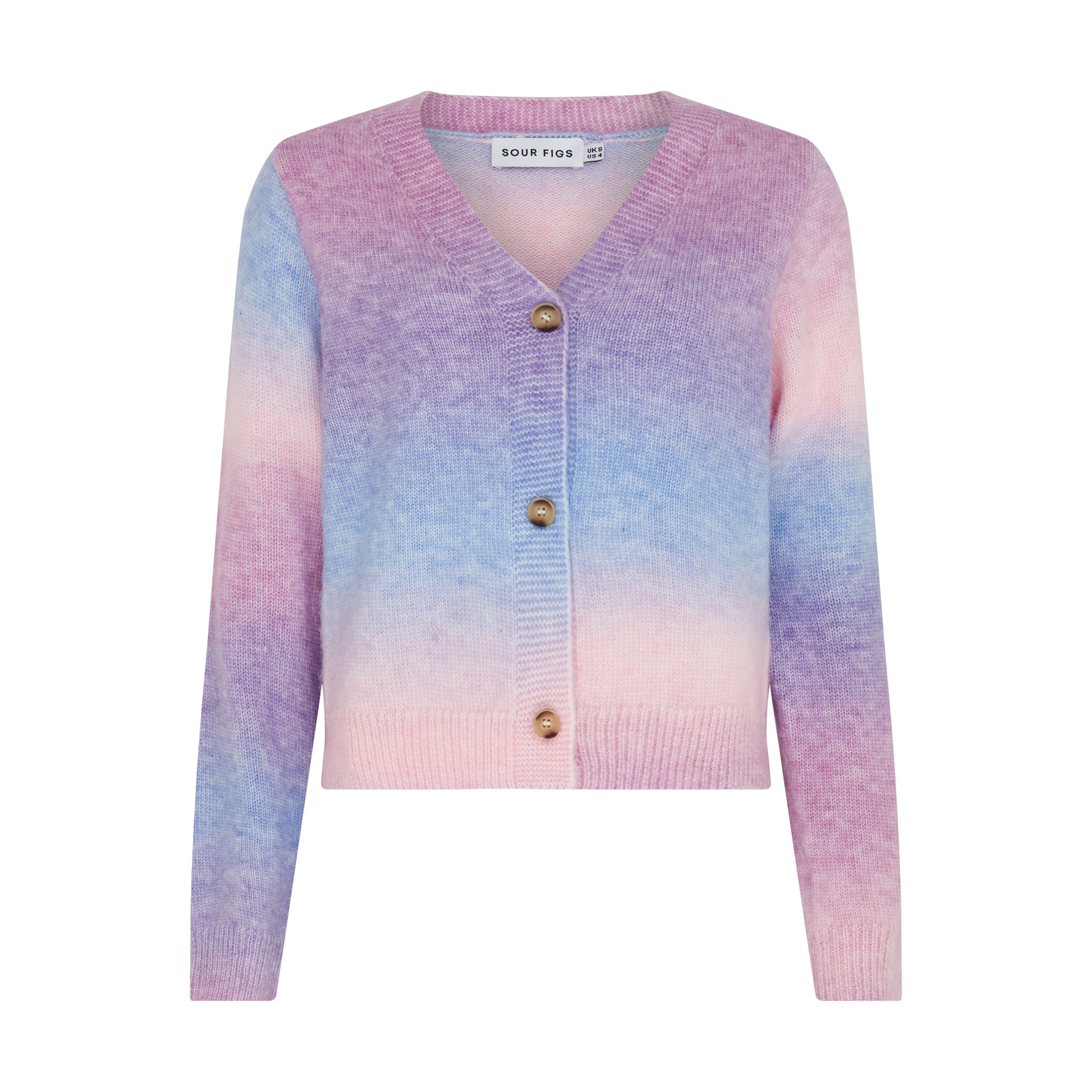 Sour Figs lightweight pastel cardigan with unique colour variation pattern