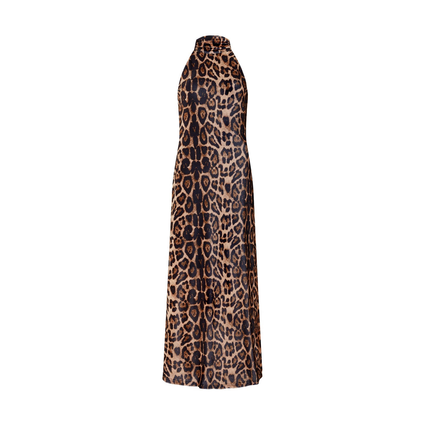 Sour Figs elegant velvet halterneck maxi dress in leopard print