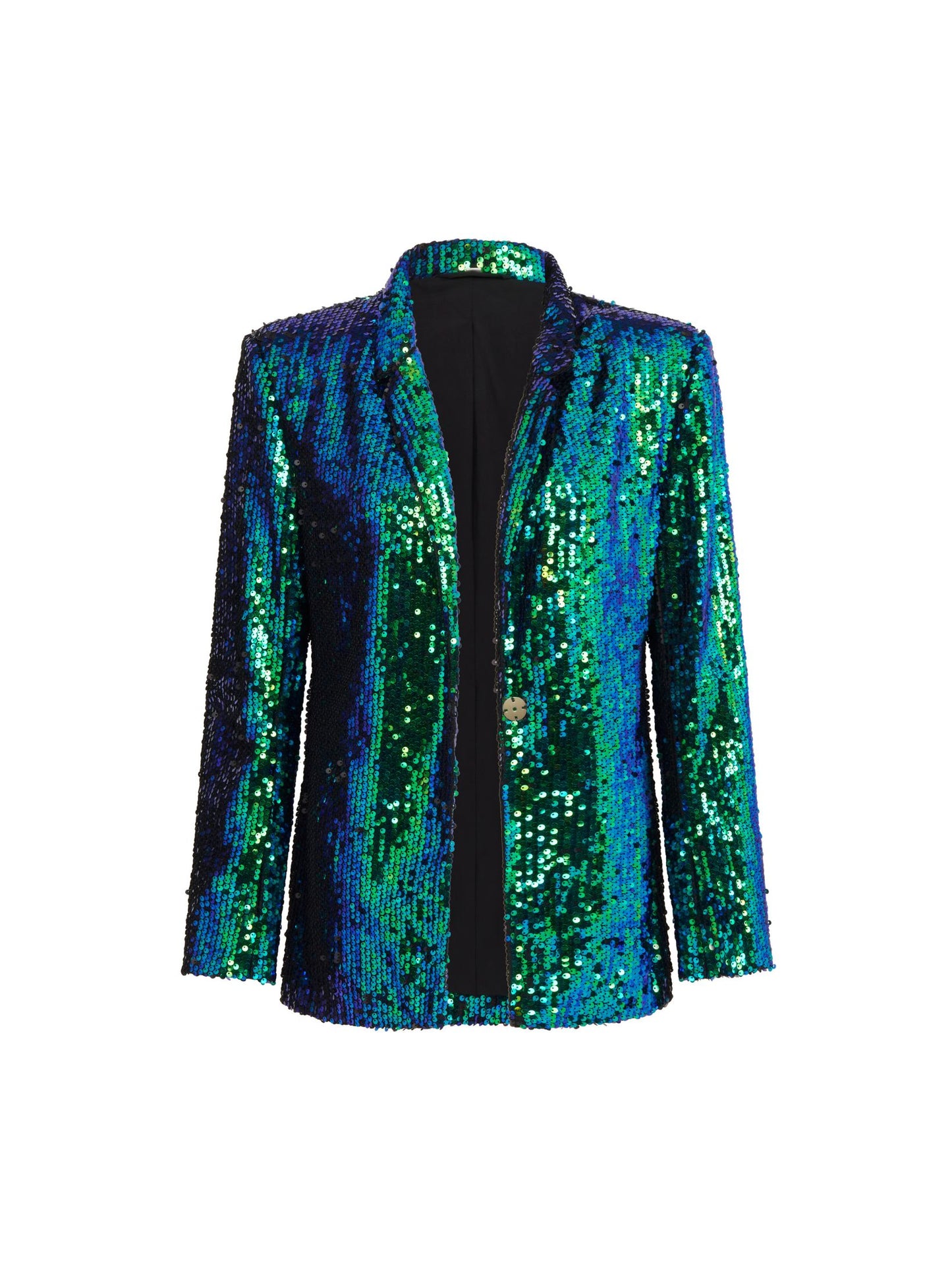 Iridescent Sequin Blazer in Green Peafowl