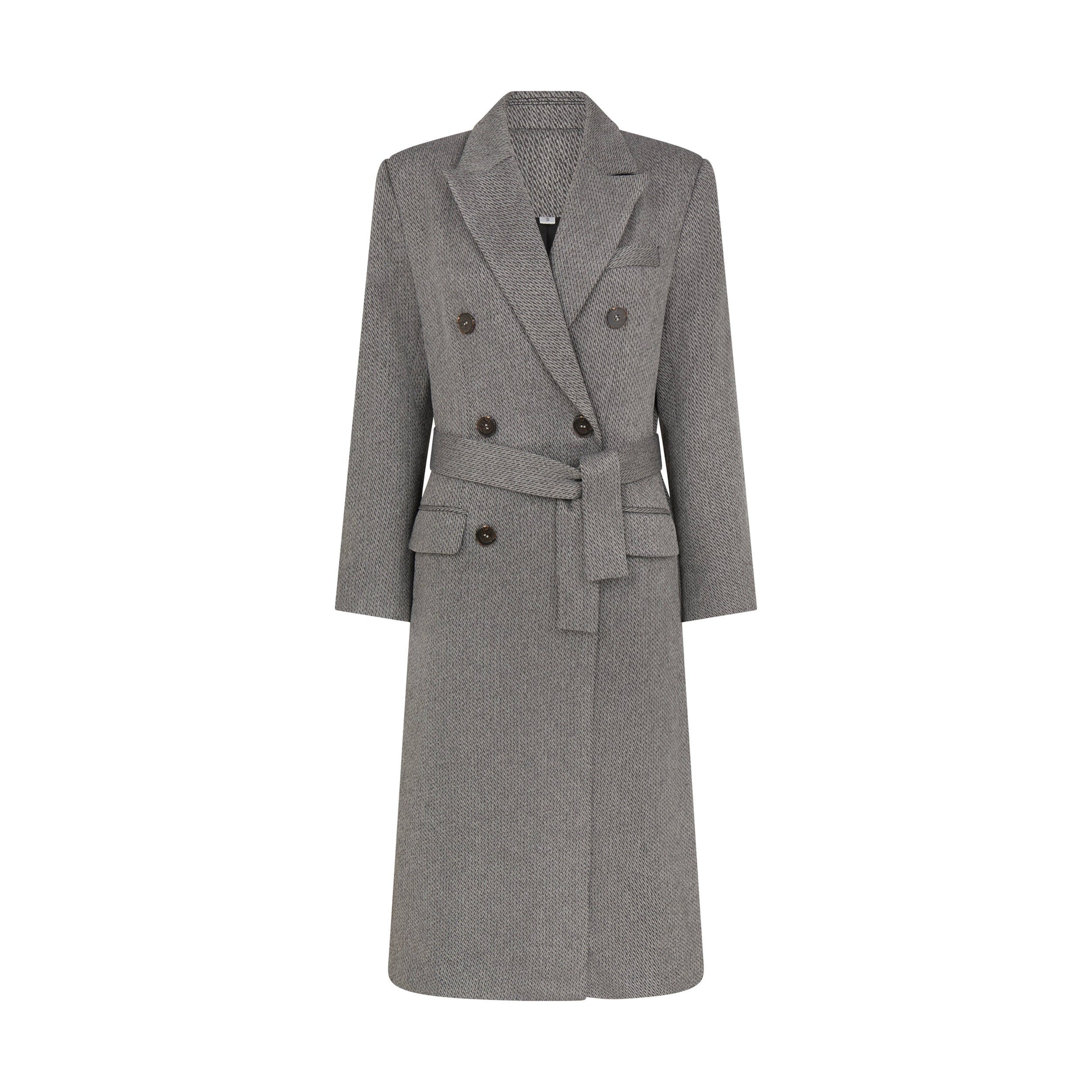 Peak-lapels Double-breasted Coat in Dark Grey