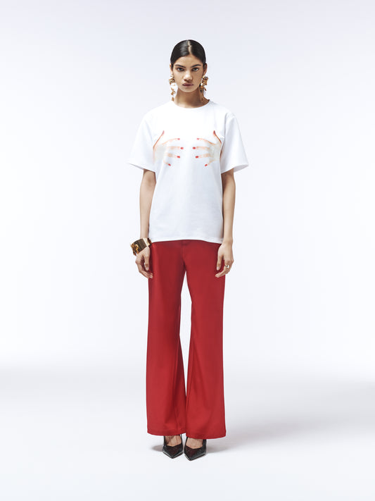 Red Manicure Hands Graphic Cotton T-shirt