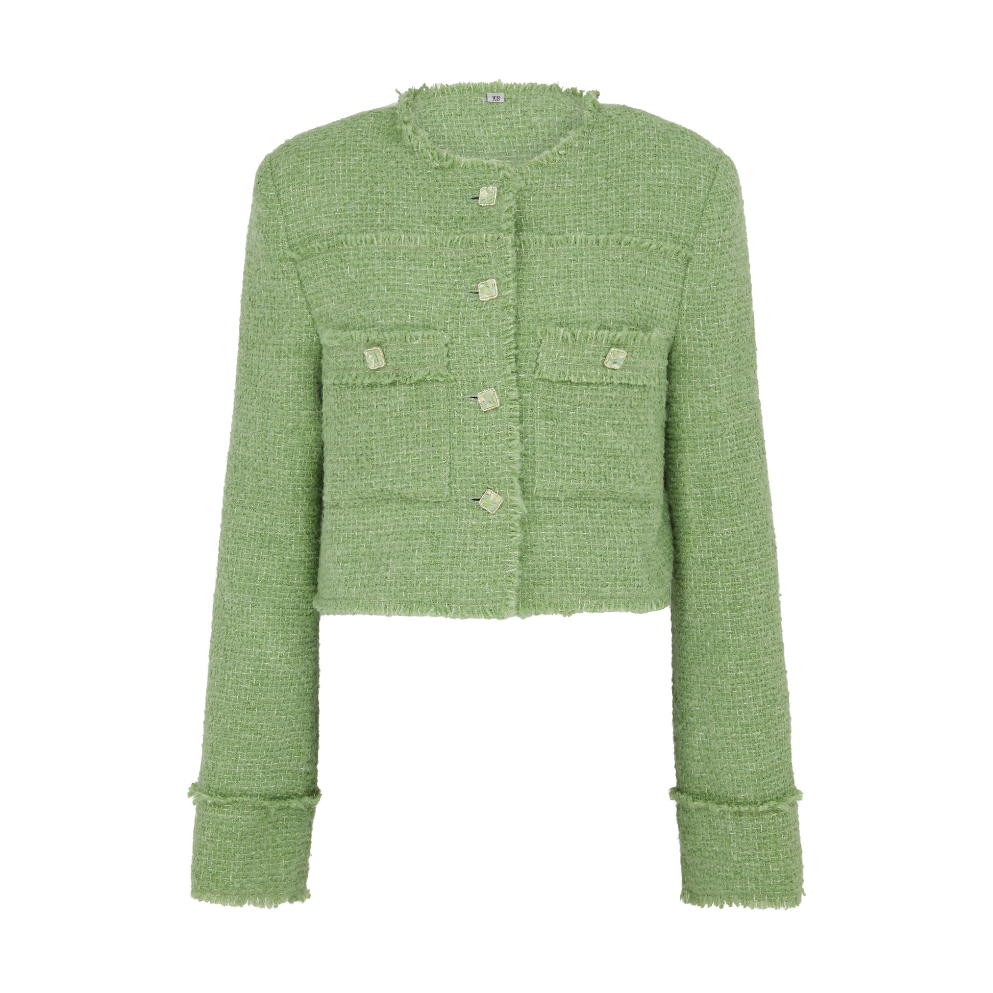 SOUR FIGS Bouclé Tweed Jacket in Pistachio Green