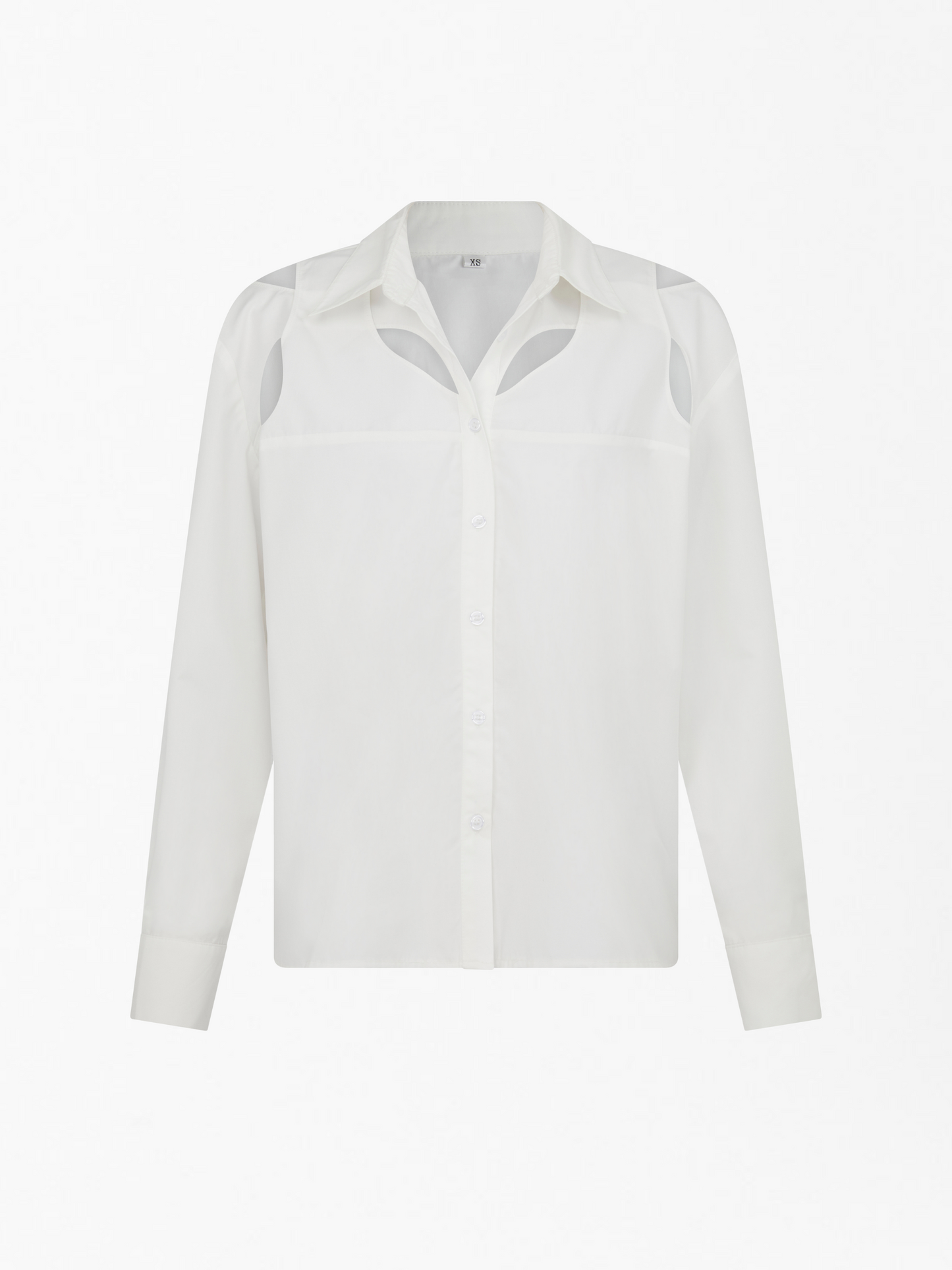 Cut-Out Long-Sleeve Shirt in White