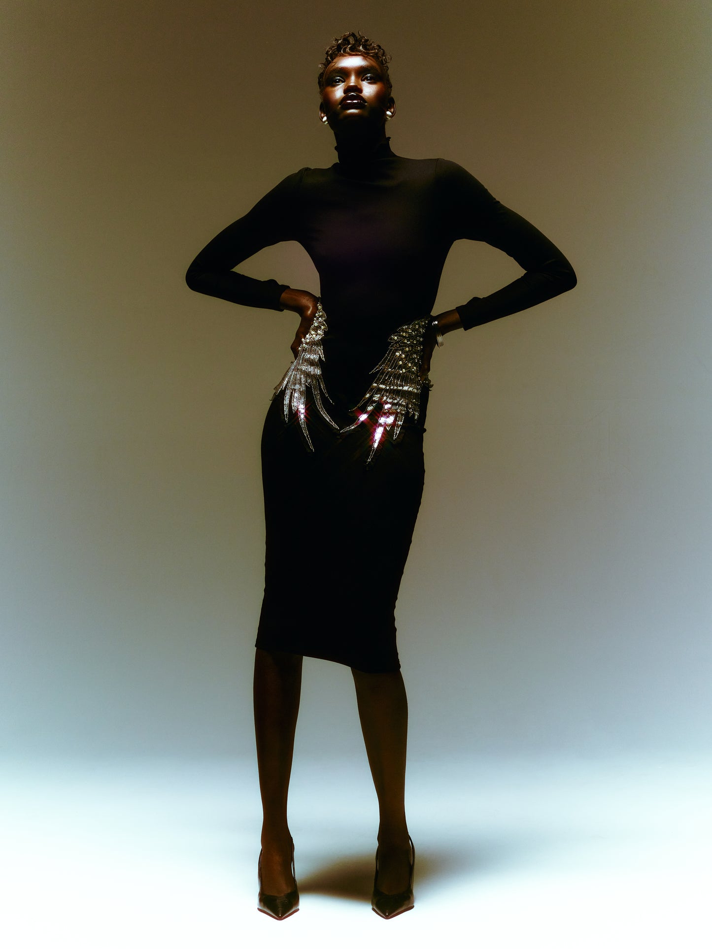 SOUR FIGS Couture Style Long sleeve sequin dress