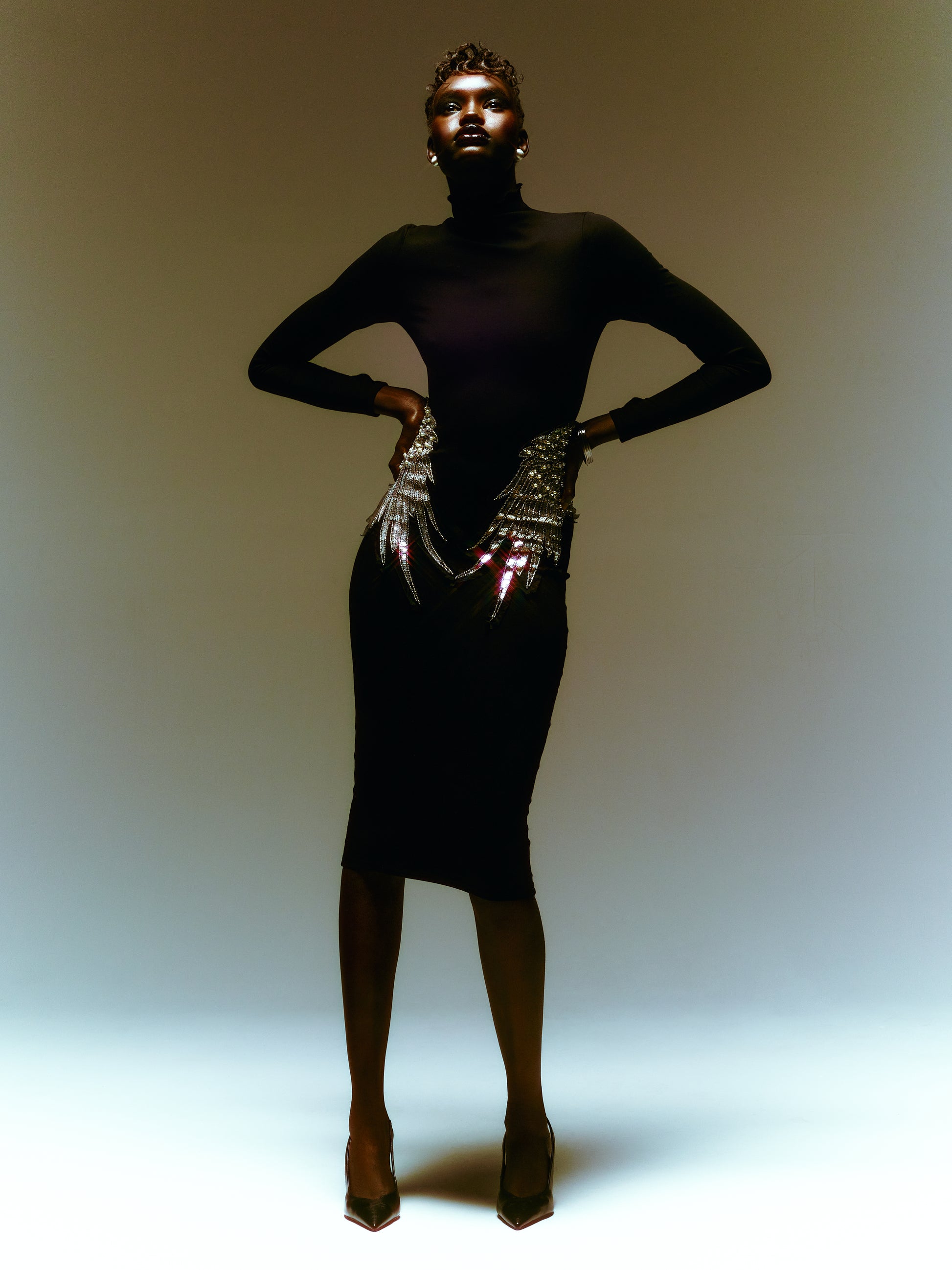 SOUR FIGS Couture Style Long sleeve sequin dress