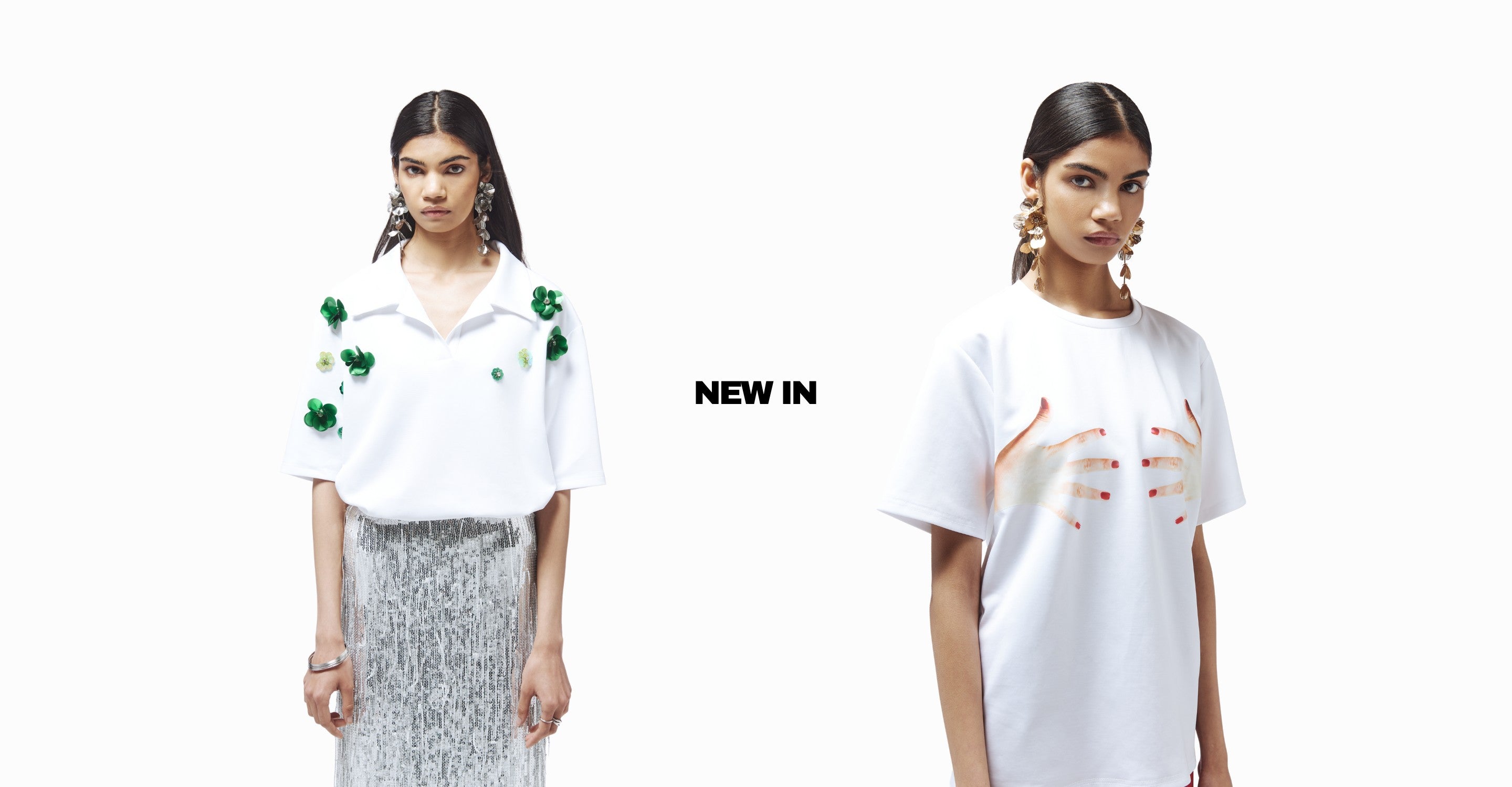 SOUR FIGS new collection printed t-shirt and 3d floral embellished top