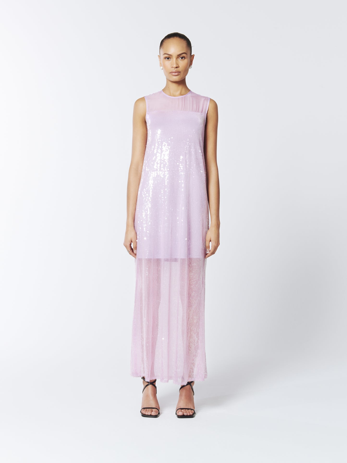 SOUR FIGS Sequined Sheer Gown in Wisteria Purple