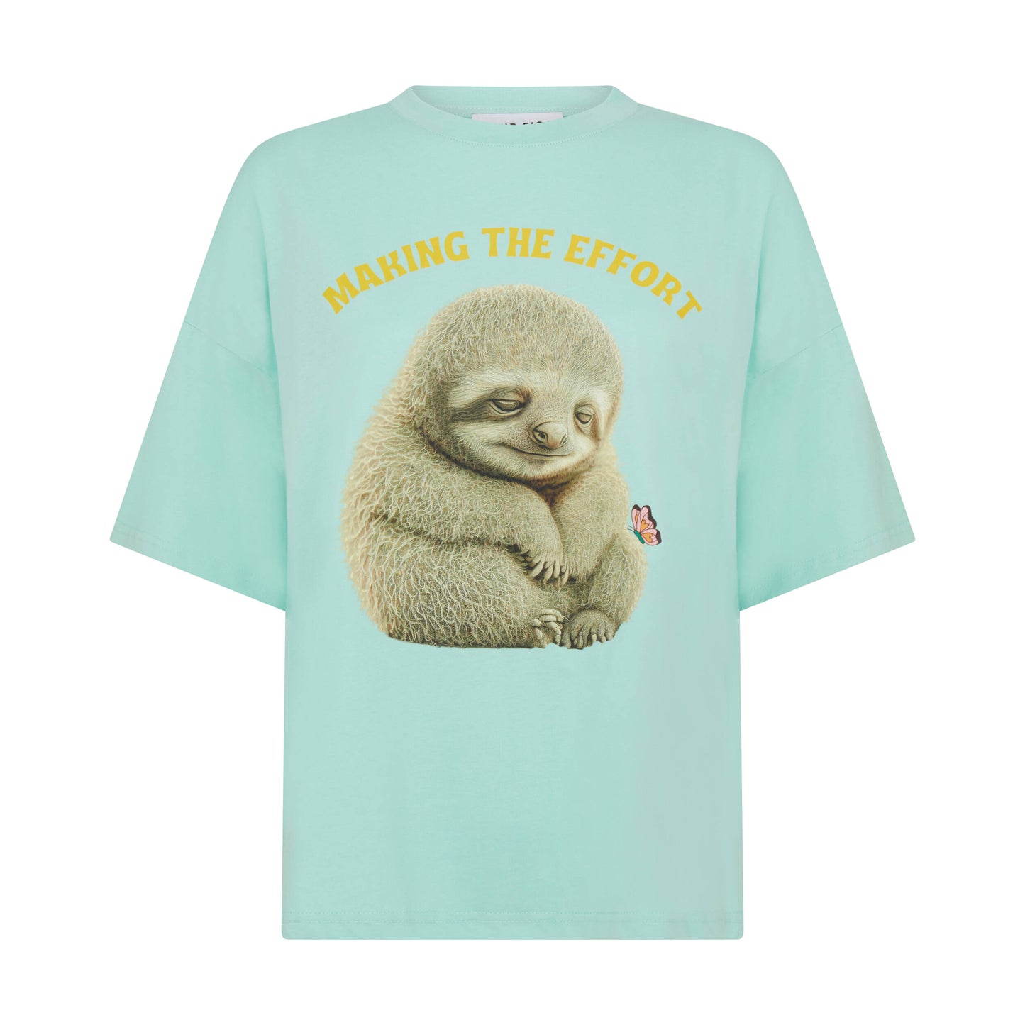 SOUR FIGS Sloth T-shirt in Light Mint Green