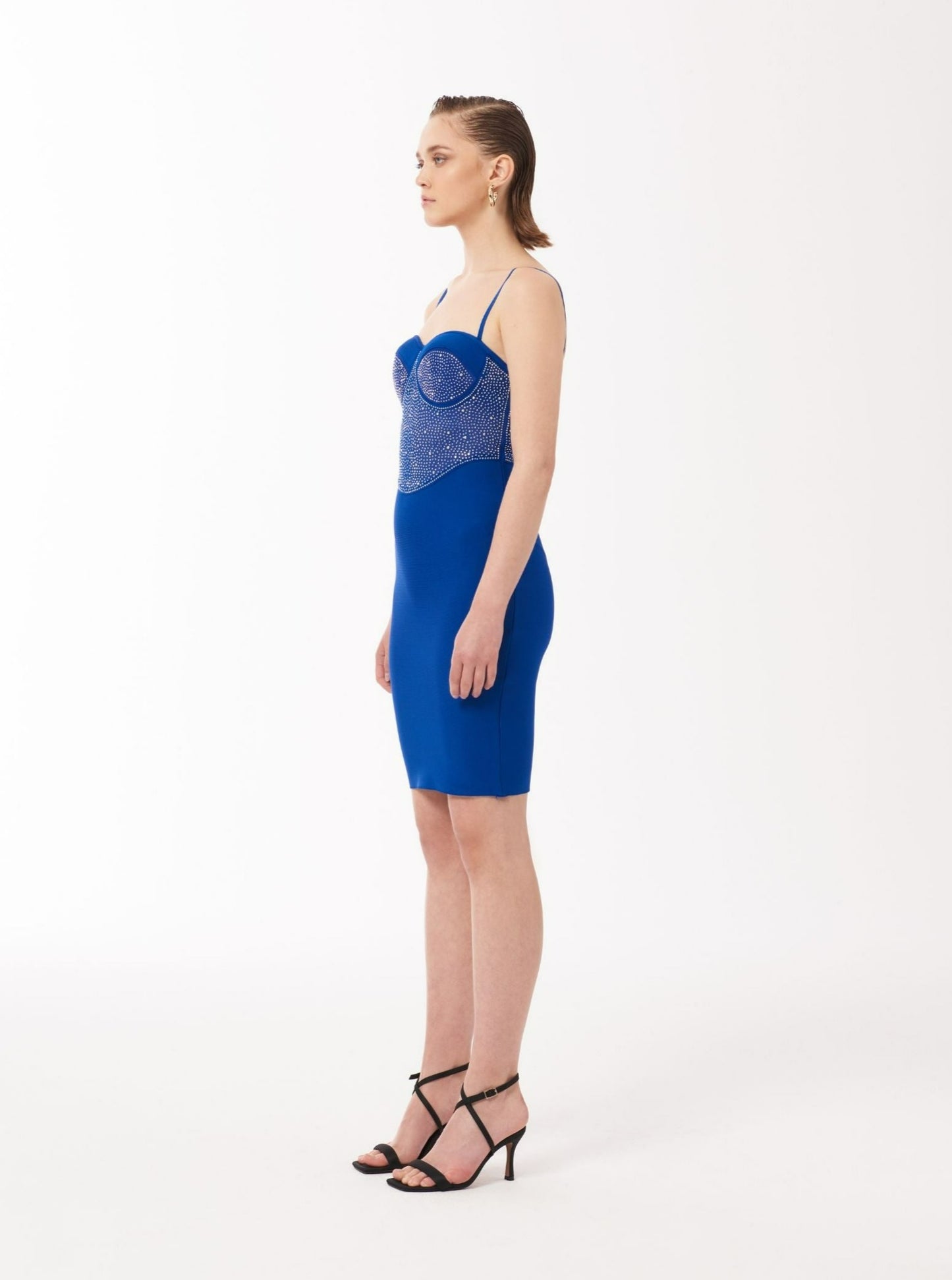 Sour Figs Crystal Embellished Electric Blue Party Dress