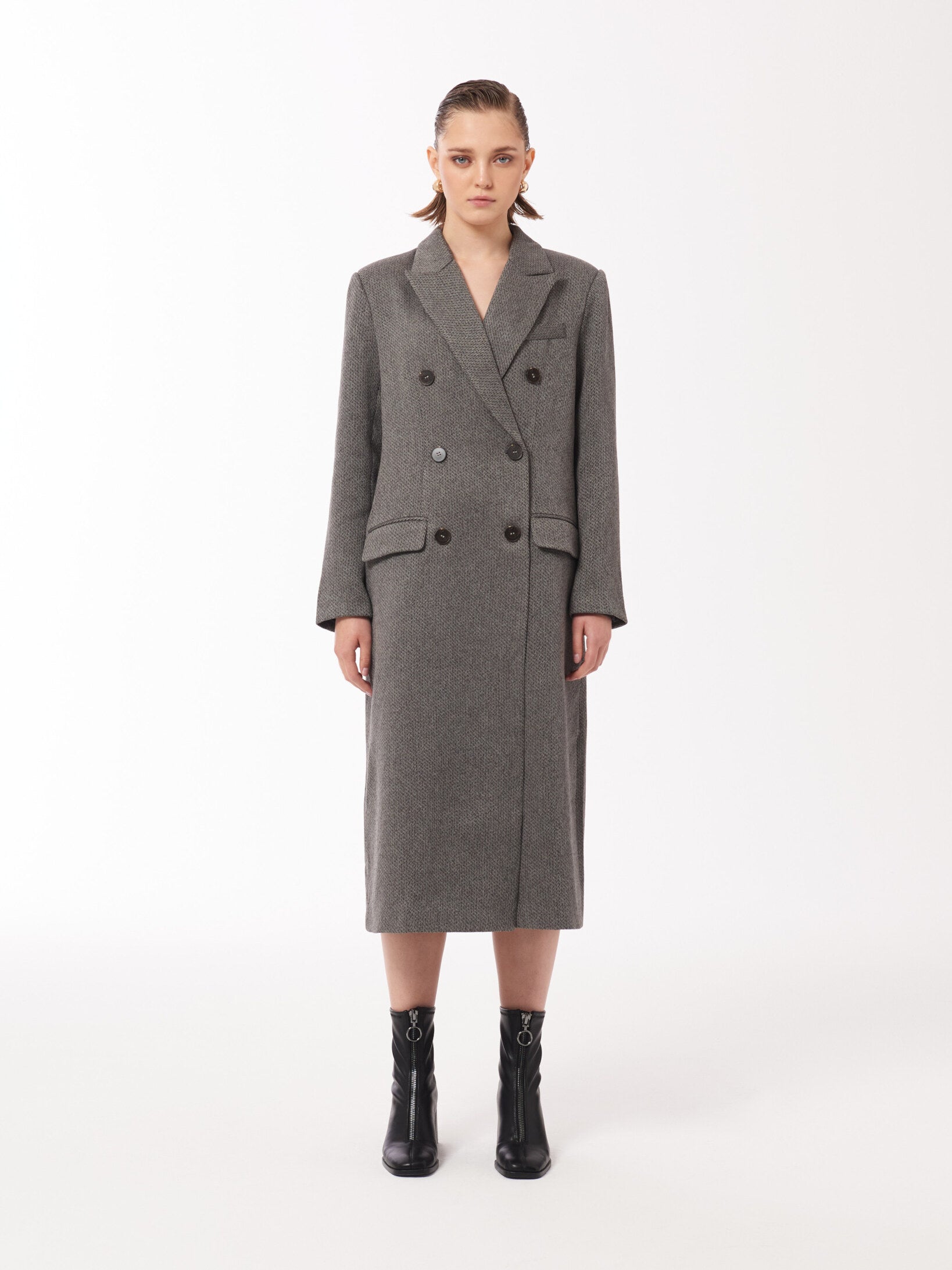 Sour Figs Peak-lapels Double-breasted Coat in Dark Grey