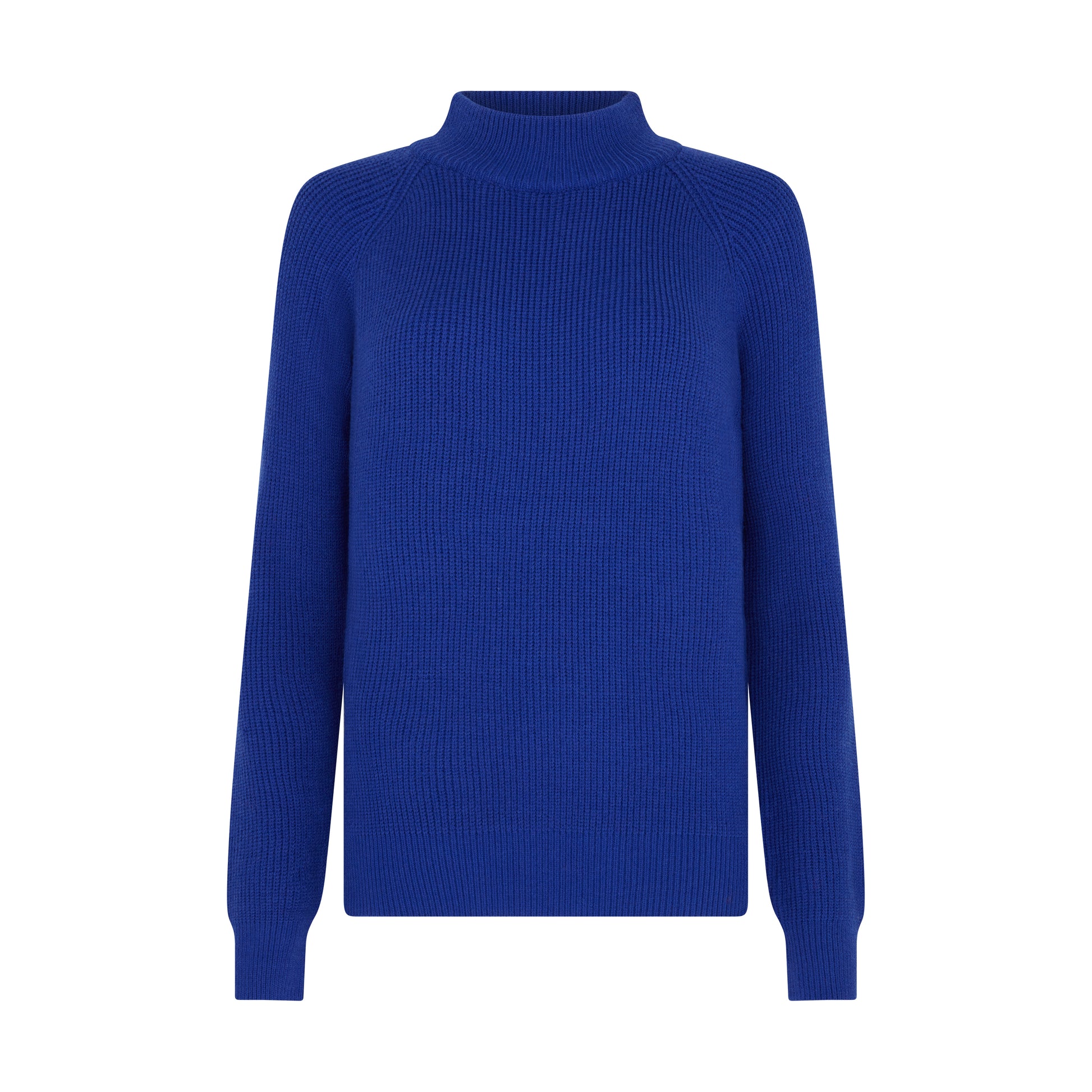 Sour Figs Structured High-Neck Jumper in Sapphire Blue studio flat lay