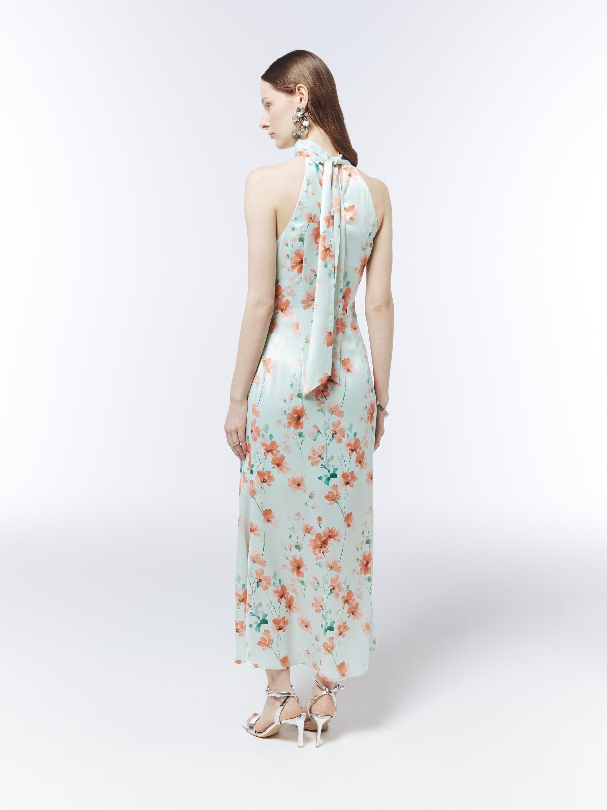 SOUR FIGS sleeveless floral wedding guest dress with an ankle-length hem