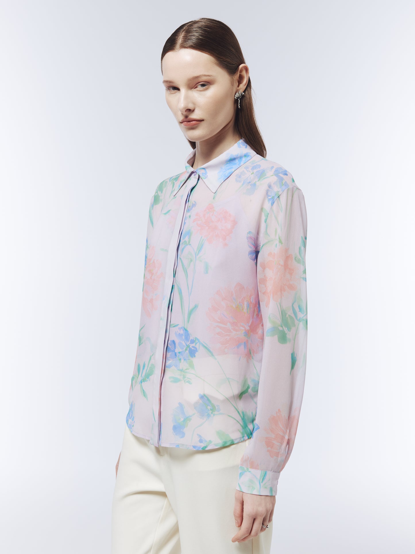 SOUR FIGS Watercolour Wildflower Blouse with Slip Top in Petal Mist Lilac with pastel floral and butterfly print.